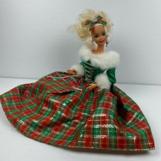Happy Holidays Christmas Barbie Doll Special Edition Vintage 90s Plaid Red Green
