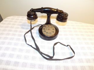 Vintage 1930s? Antique Metal Children Toy Dialing Metal Play Phone