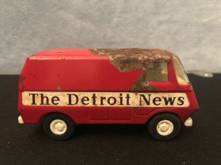 Very Rare Vintage Tonka The Detroit News Van.  Red Car / Truck
