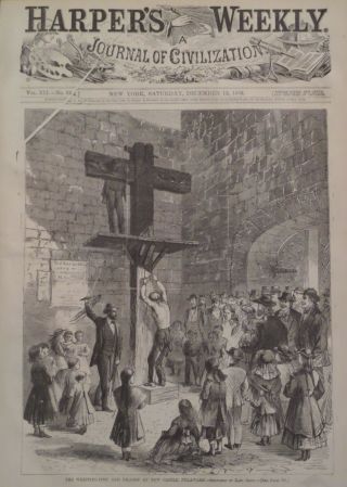 Whipping Post Pillory At Castle Delaware 1868 Harper’s Weekly Print