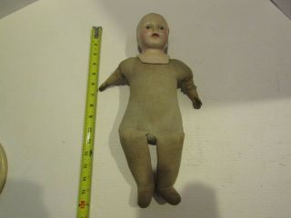 Vintage Doll 16 Inch Composition Head Painted Face Stuffed Body Shoulder Plate