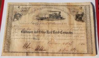 Rare 1856 Pre Civil War Era B&o Railroad Stock Certificate,  Get One