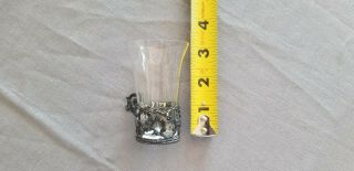 Antique Vintage Shot Glass With Silver Holders.  3 Glasses