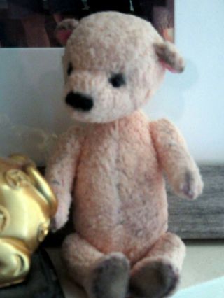Vintage Stuffed Miniature Teddy Bear 4 " Fully Jointed Peach