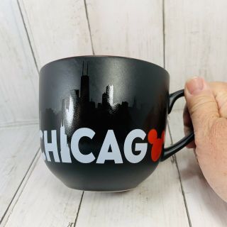 Rare Black Red White Disney Store Mickey Mouse Mug Chicago Illinois City Skyline