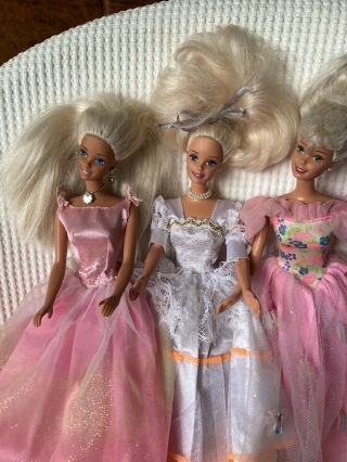 Bundle Of 3 X Vintage 1990s Lovely Ballgown Party Dressed Barbie Dolls