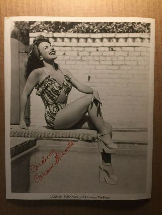 Carmen Miranda Very Rare Stunning Early Vintage 8/10 Pin - Up Photo 1940s