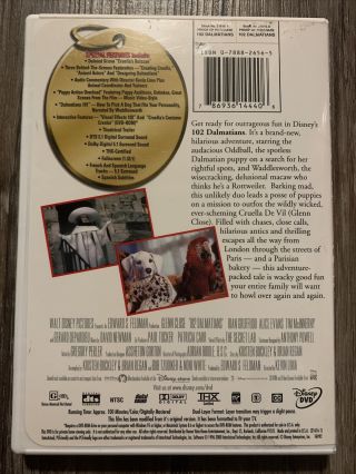 102 Dalmatians (DVD,  2001,  Glen Close) Disney RARE/OOP w/ Insert Full Screen 2