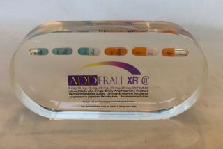 Adderall Xr Lucite Paperweight Pharmaceutical Drug Rep Memorabilia Rare