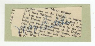 Max Butcher Cut Signature Autograph Brooklyn Dodgers Pittsburgh Pirates Rare