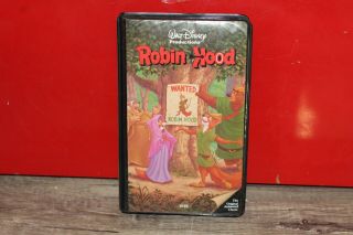 Robin Hood Vhs Walt Disney Black Diamond Padded Black Clamshell Vintage Rare