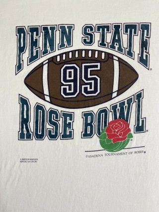 Vintage 90s Penn State 1995 Rose Bowl Pasadena Men ' s XL Made In USA Very Rare 2