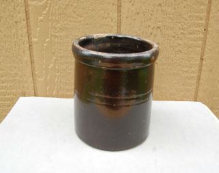 Antique Stoneware Crock Brown 6 3/4 