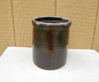 Antique Stoneware Crock Brown 6 3/4 
