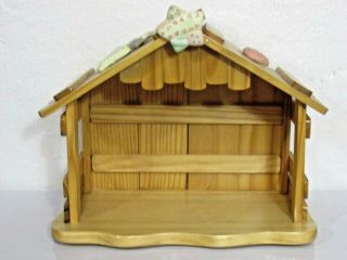 Rare Cherished Teddies Christmas Nativity Wooden Stable Manger 951218 Very Good