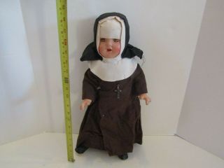 Vintage 19 Inch Composition Doll Sleep Eyes Lashes Nun Religious Dress Clothing