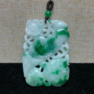 Chinese Old Handwork Jewelry Jade Jadeite Carved Flower Peach Pendant