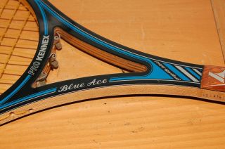 RARE Pro Kennex Blue Ace Wood Tennis Racquet with Cover Graphite Inlaid 4 1/4 2