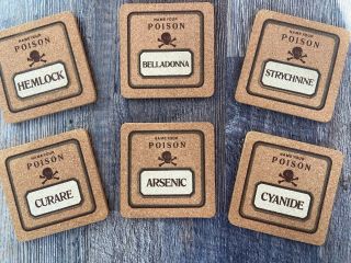 Vintage Rare " Name Your Poison " Set Of 6 Collectible Coasters