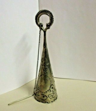 Estate Antique Maid Dinner Table Bell Cone With Chime Pewter 7 "