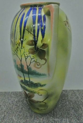 Vintage Large ROYAL NISHIKI NIPPON Hand Painted Vase 11 5/8 