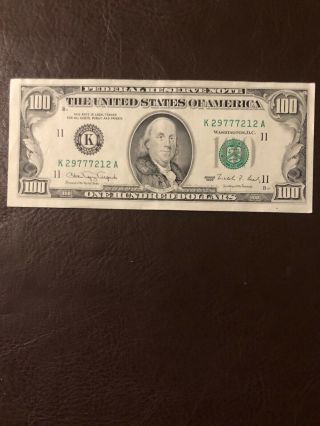 $100 1990 K Series Dollar Bill Federal Reserve Note Old Money Vintage Rare