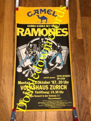 Vtg Ramones Concert Poster 1987 Very Rare Punk Rock Switzerland Cbgb Og