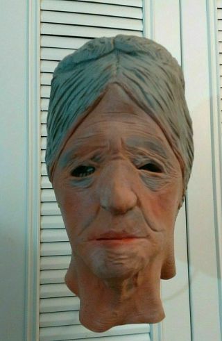 Rare Vintage Don Post Studios 1978 Latex Mask Old Lady With Braid Nos