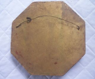 Antique Wooden - Chinese Junk Boat Painting - Wall Hanging Octagon Shape 11 3