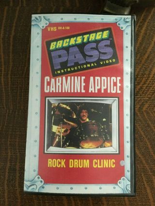 Rare Carmine Appice Rock Drum Clinic - Backstage Clinic Vhs Video W/ Paperwork