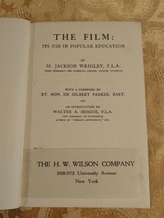 1922 The Film Its Use in Popular Education Coptic Series RARE Printing 2