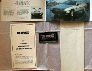 Rare Delorean Motors 1981 Vehicle Schedule,  Vp Business Card,  Brochure & Envelop