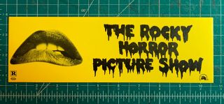 Rare Vintage Rocky Horror Picture Show Bumber Sticker Yellow 1970s Movie Poster