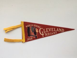 1948 Cleveland Indians World Series Mini Pennant Red Vintage Rare Satchel Paige