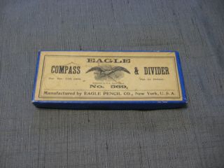 Antique Eagle Compass/divider No 569 Pencil And Pen Nib,  Orignal Box