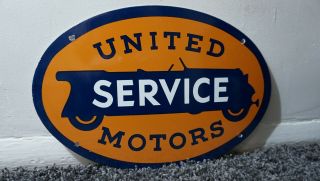 Vintage United Motors Service Porcelain Sign Gas Oil Metal Station Gasoline Rare