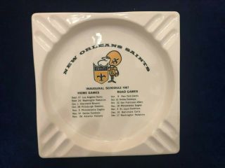 Vintage/rare 1967 Orleans Saints Inaugural Season Schedule Ceramic Ashtray