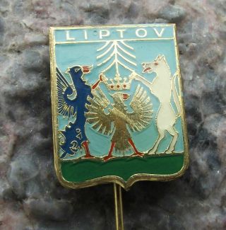 Antique Liptov Czechoslovakia Official Town Crest Heraldic Coat Arms Pin Badge