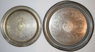 Set Of Two Vintage Eales 1779 Silver Plate Footed Serving Tray - Circa 1940