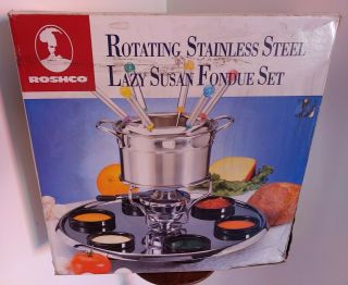 Rotating Lazy Susan Fondue Set,  Stainless Steel,  Rarely