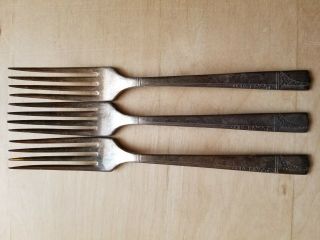 3 Antique Vintage Collectible Forks 7.  5 ",  Nobility,  Silver Plated