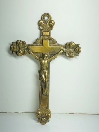 Antique Vintage French Crucifix Catholic Cross " Souvenir De Mission " Rare