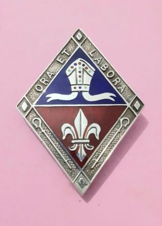 Rare Large Heavy Religious Hm Silver Badge Ora Et Labora (pray And Work) Badge
