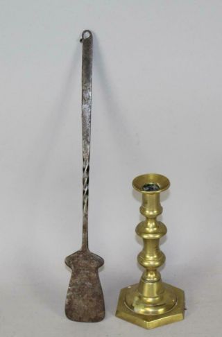 A Very Rare Miniature 18th C Wrought Iron Spatula Or Peeler Keyhole Design