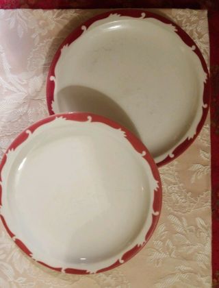 Rare Peppermint 9.  375” Syracuse China Restaurant Dinner Plates Set Of Two
