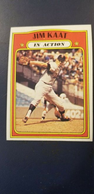 1972 Topps Jim Kaat In Action Minnesota Twins 710 Baseball Card.  High