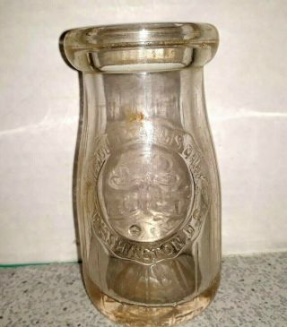 Antique Glass Milk Bottle 1/4 Pint Chestnut Farm Chevy Chase Dairy Washington Dc