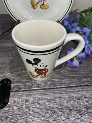 Disney Mickey Mouse Salad Plate Black Trim 8.  5” & Coffee 12 Oz Mug Set RARE 2