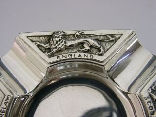 Rare Solid Sterling Silver Uk National Emblems Ashtray 1936 Antique Heavy 74g