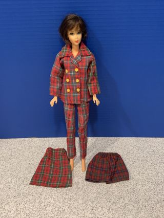 Vintage Barbie Doll 4 Piece Plaid Outfit - Jacket,  Pants,  Skirt,  Shorts